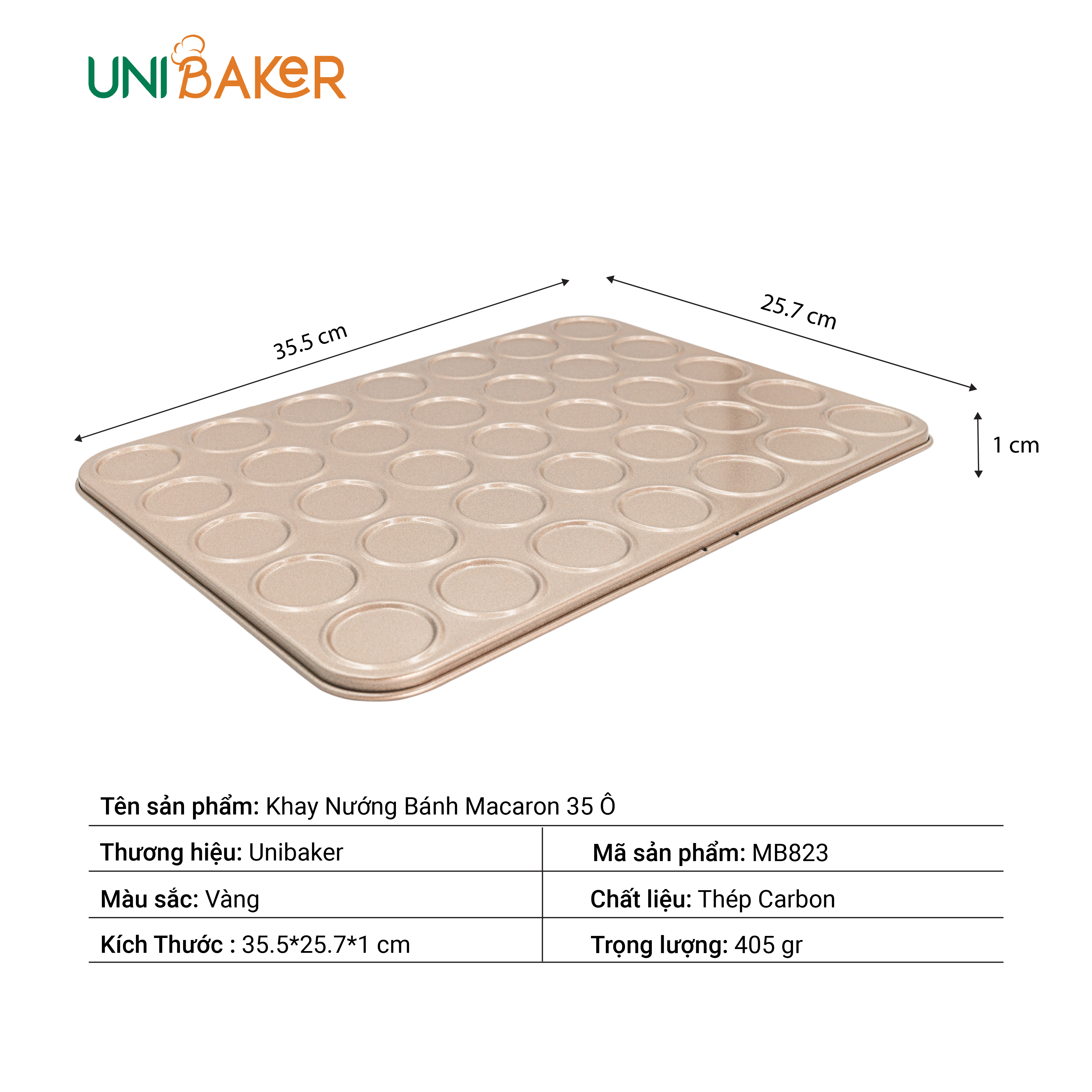 KHAY NƯỚNG BÁNH MACARON 35 Ô UNIBAKER MB823