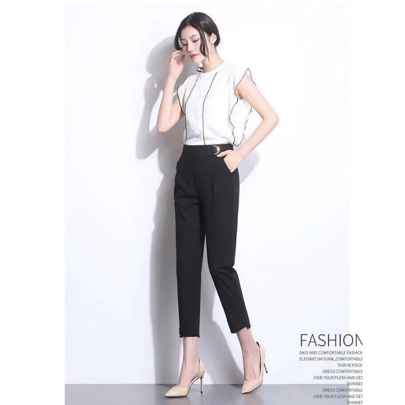 Quần baggy phối khuyên chữ D khóa sườn