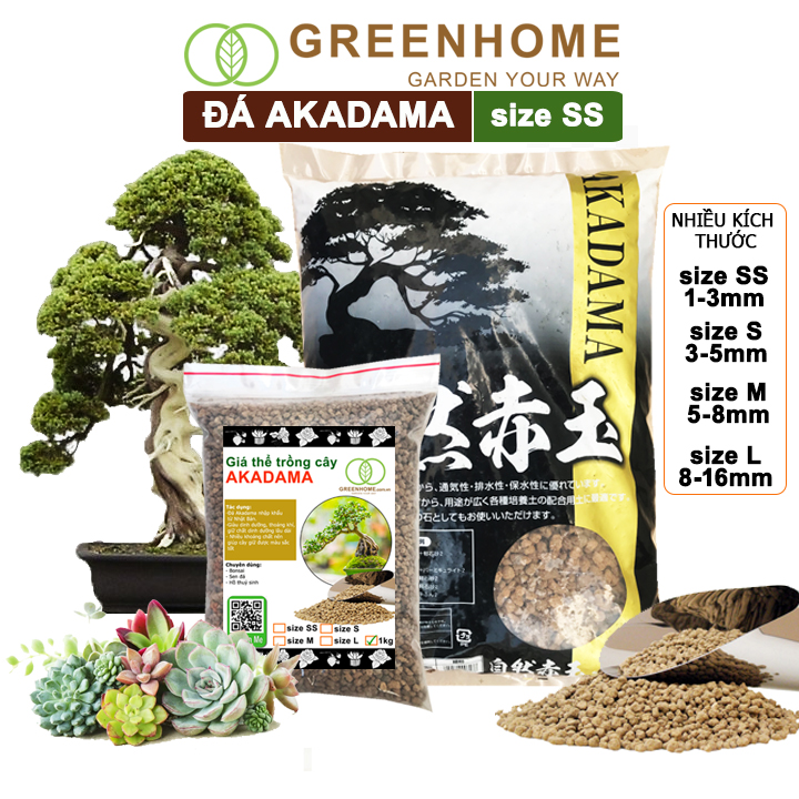 Đất Akadama, giá thể bonsai, sen đá, phân nền thủy sinh, bonsai nhiều size lựa chọn