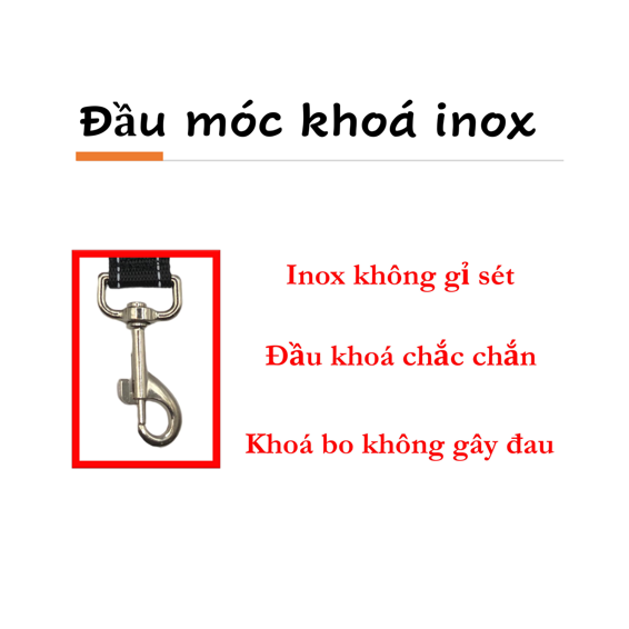 Dây dắt thú cưng vải dù, dây dắt chó mèo. dài 1m, vải dù chắc chắn, có đầu dây cầm tiện lợi, móc khóa inox