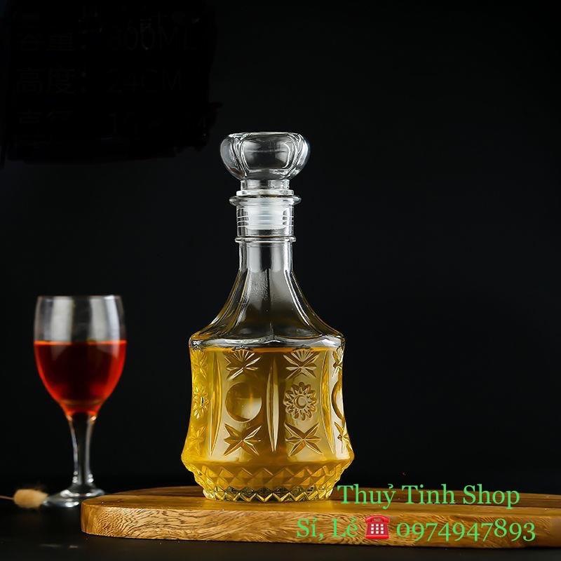 Chai, Bình Đựng Rượu Thủy Tinh Đẹp Cao Cấp 750ml. Mẫu số 1