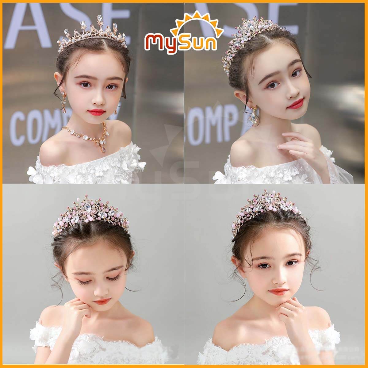 Vương miện công chúa cho bé gái cài tóc, trang trí bánh sinh nhật MySun