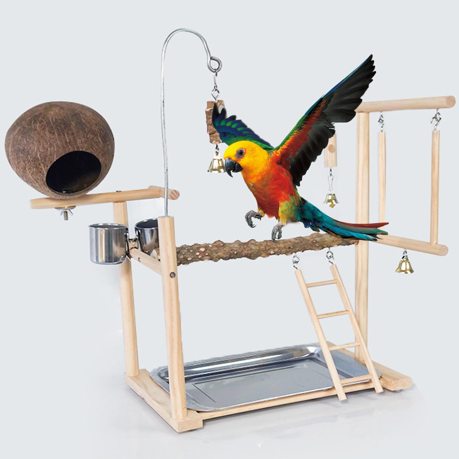 Wooden Bird Playground Ladder Perch Play for Parakeets Budgie Cage Accessories