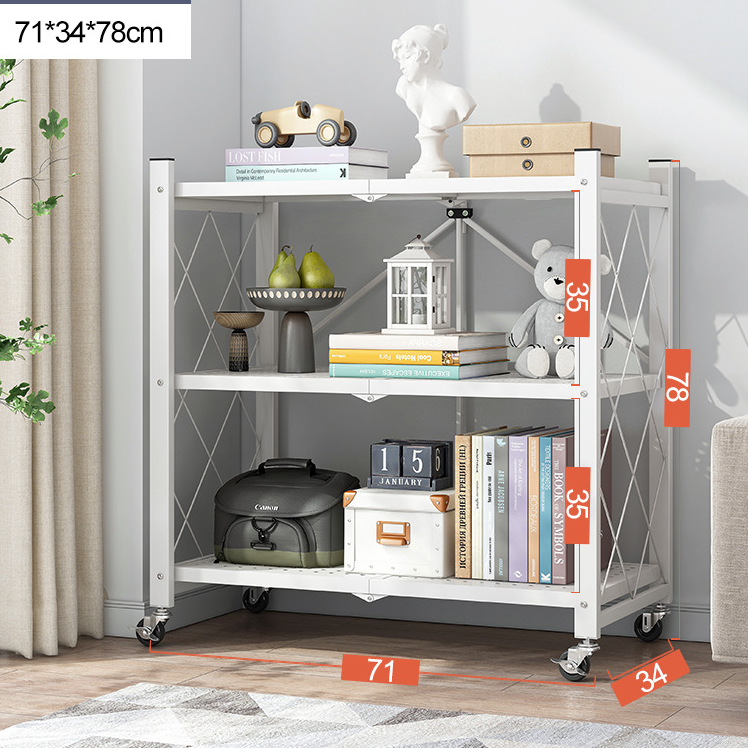 Kệ gấp gọn Trắng 3/4/5 tầng Vando chính hãng Kệ đa năng có bánh xe di chuyển, Kệ để lò vi sóng, kệ sách bằng Thép Carbon sơn không gỉ
