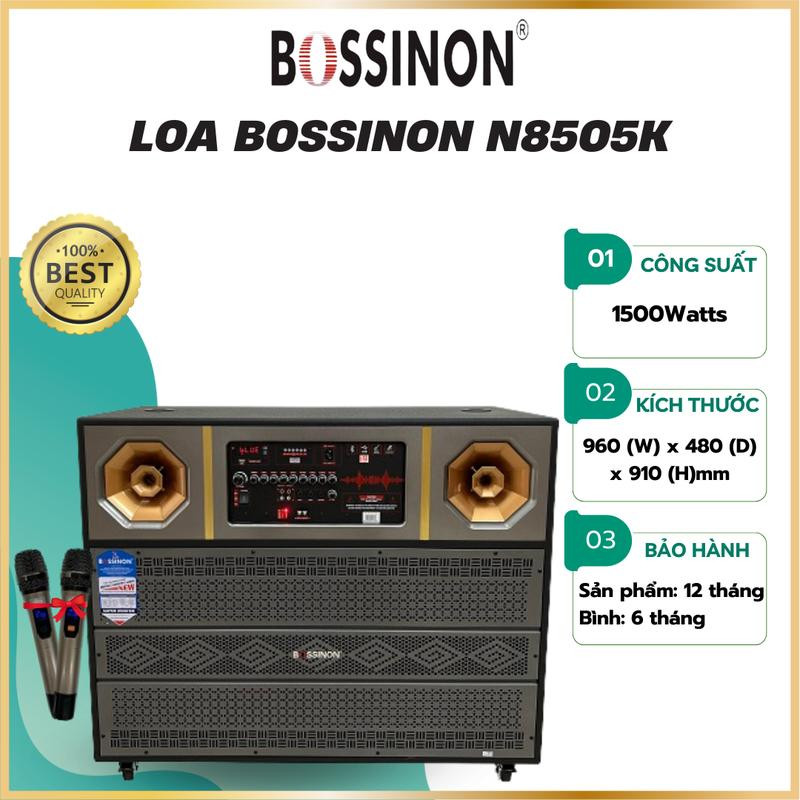 Loa tủ 4 tấc đôi Bossinon N8505K- _Kích thước: 960(W) x 480 (D) x 810 (H)mm _Công suất: 1500Watts - Hàng chính Hãng