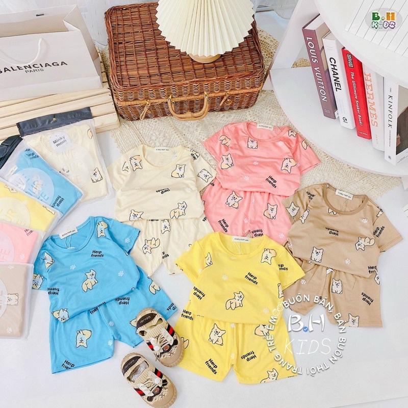 Bộ cộc tay thun lạnh cổ chui Minky siêu mềm mát cho bé trai/gái