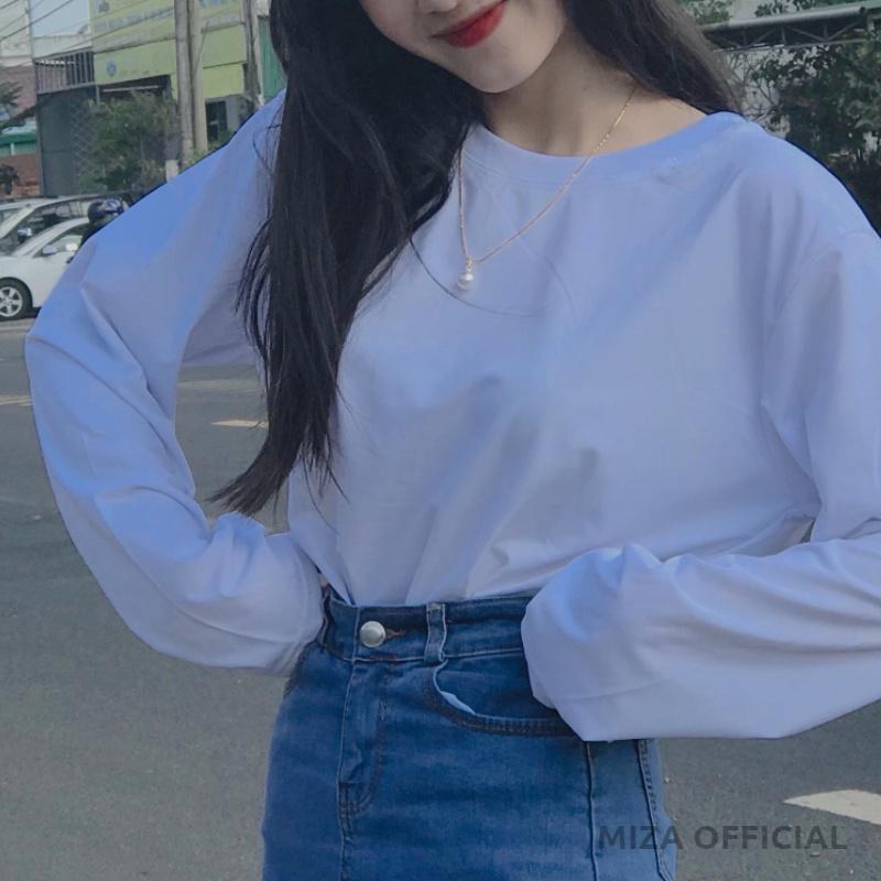 Áo phông tay dài sweater unisex nam nữ thun form rộng teen cổ tròn oversize cotton giá rẻ basic đen trắng freesize TRƠN
