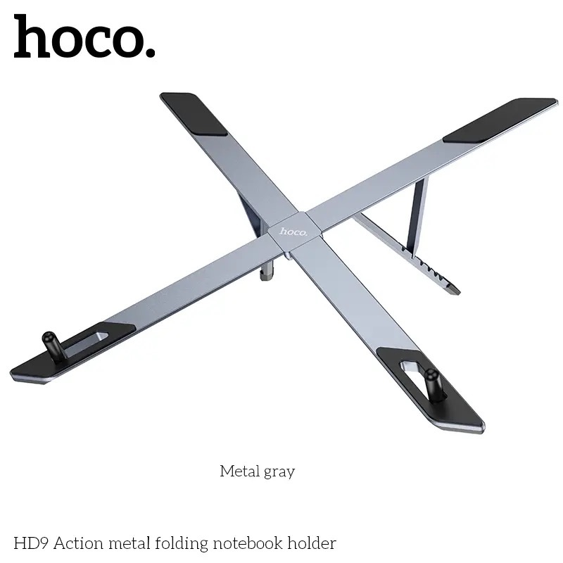 Giá đỡ dạng xếp cho laptop Hoco HD9 chất liệu hợp kim nhôm chắc chắn 6 tuỳ chỉnh góc tản nhiệt hiệu quả _ Hàng chính hãng