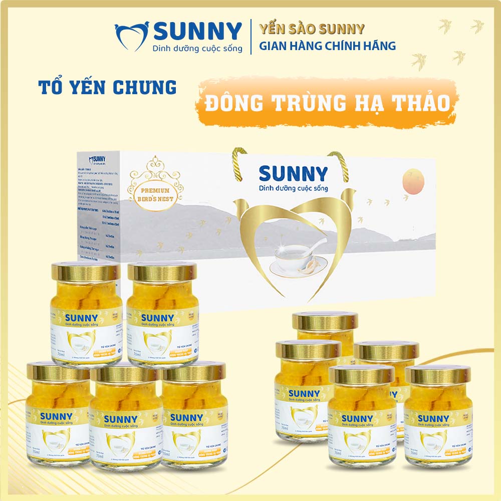 [Hộp 10] Yến đông trùng hạ thảo - Yến Sào Khánh Hòa chưng sẳn - 25% Yến thô - 70ml/hũ - Yến sào SUNNY