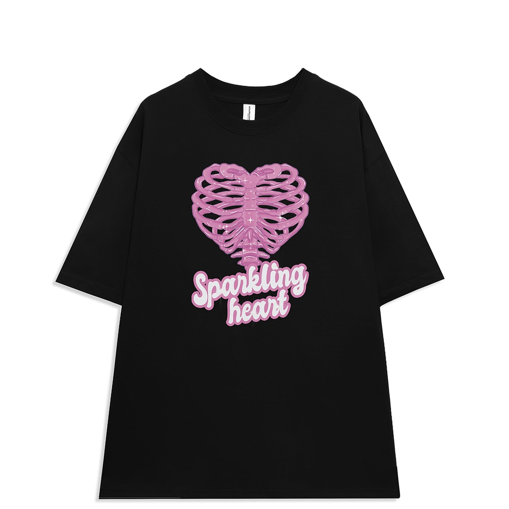 Áo Phông Tay Lỡ In Hình Xương Sparklink Heart Cực Chất Cá Tính