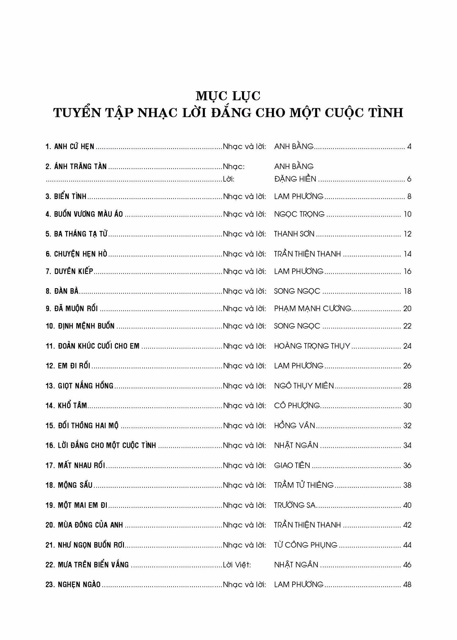 Tuyển Chọn Ca Khúc - Lời Đắng Cho Một Cuộc Tình