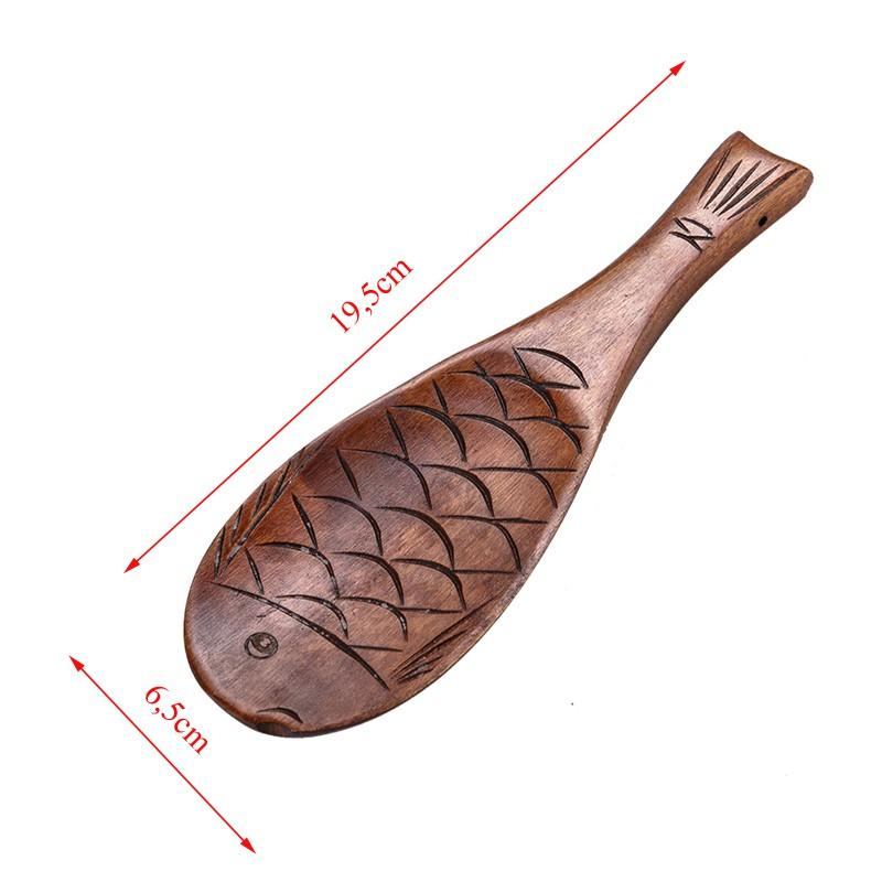 Thìa gỗ, muỗng múc cơm hình cá bằng gỗ cao cấp