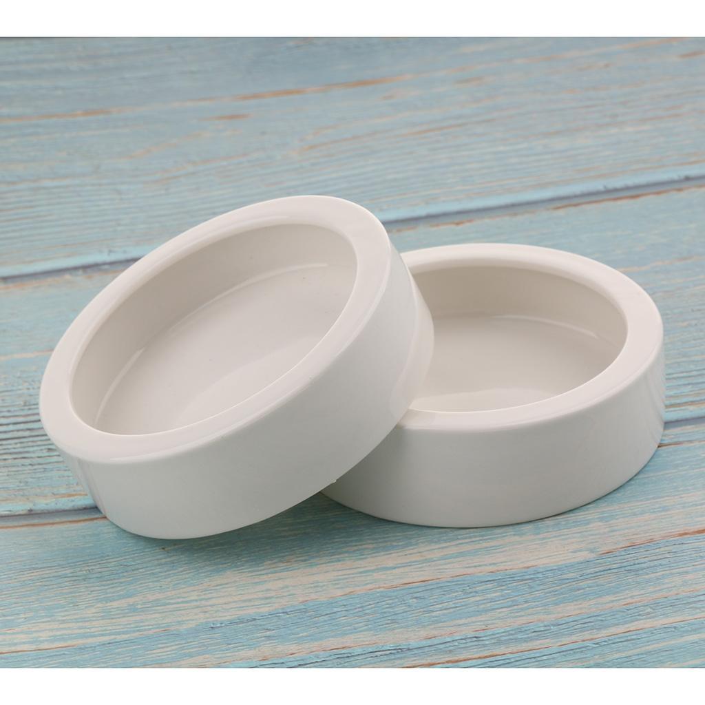 2 Pcs Reptile Feeder Ceramics Food Bowl Anti-escape Dish for Medium