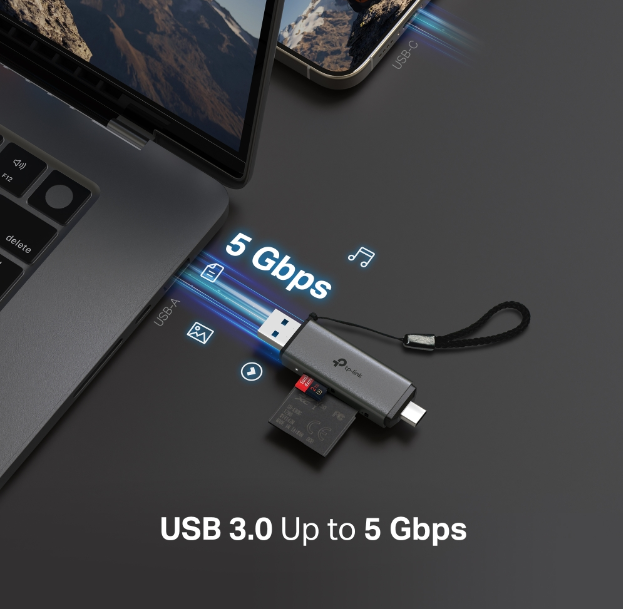 Đầu Đọc Thẻ Nhớ TP-Link USB 3.0 Type-C&amp;A dành cho thẻ SD và microSD 3.0 - Hàng chính hãng
