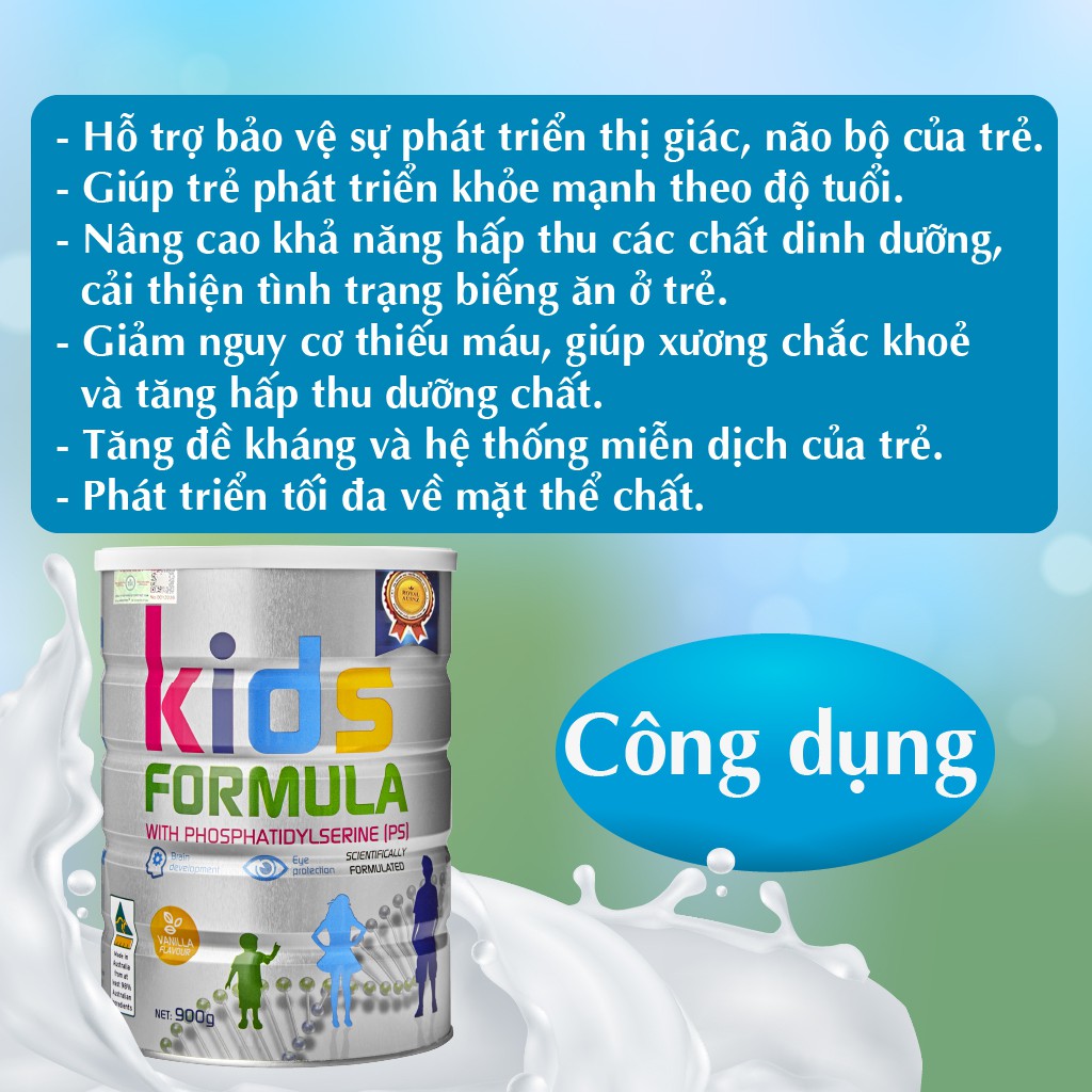 Combo 3 Hộp Sữa Bột Kids Formula ROYAL AUSNZ Bổ Sung Dưỡng Chất Cho Trẻ Từ 3-18 Tuổi 900g/hộp