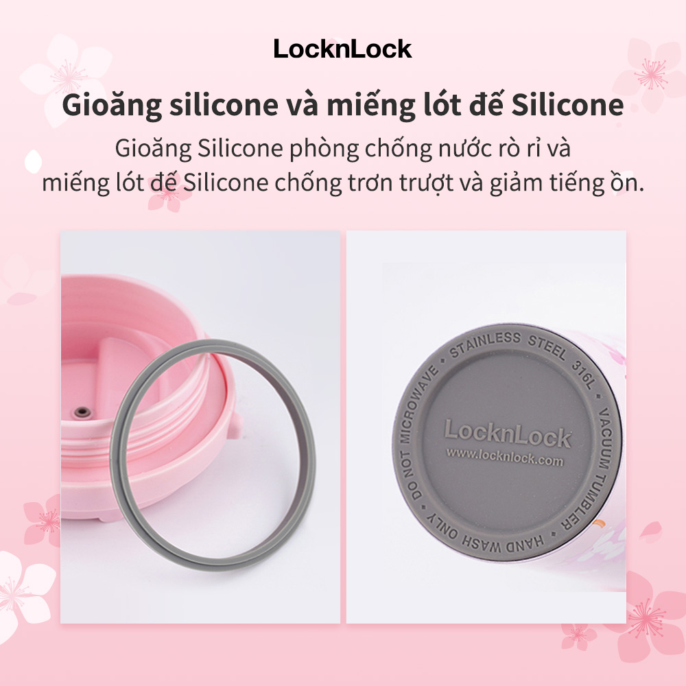Ly giữ nhiệt LocknLock 550ml màu anh đào hồng LHC3249PIKPB - Hàng chính hãng, mở nắp một chạm, chất liệu thép không gỉ miệng ly rộng - JoyMall