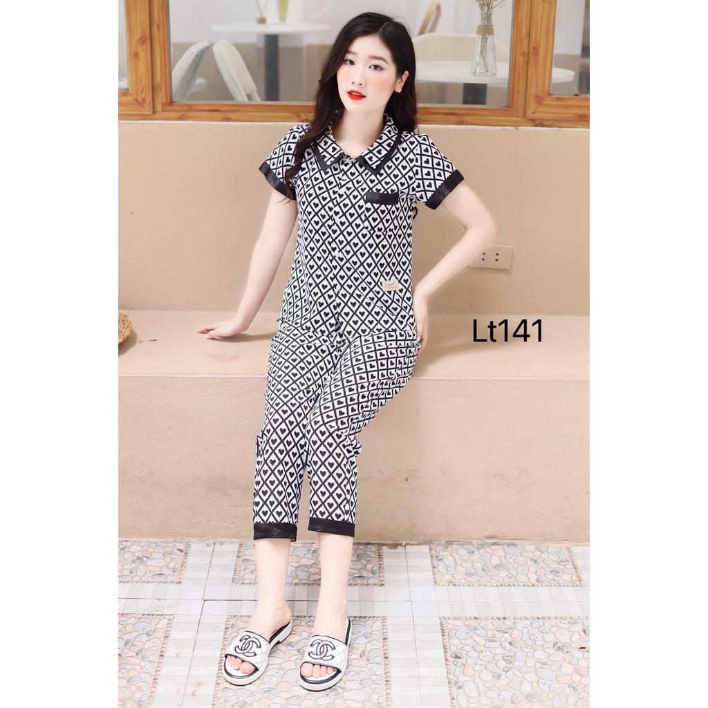 [Akina] Quần Áo Nữ, Đồ Bộ Mặc Nhà Chất Liệu Lụa Mềm Mại, Kiểu 2 Lá Cổ Nổi Bật