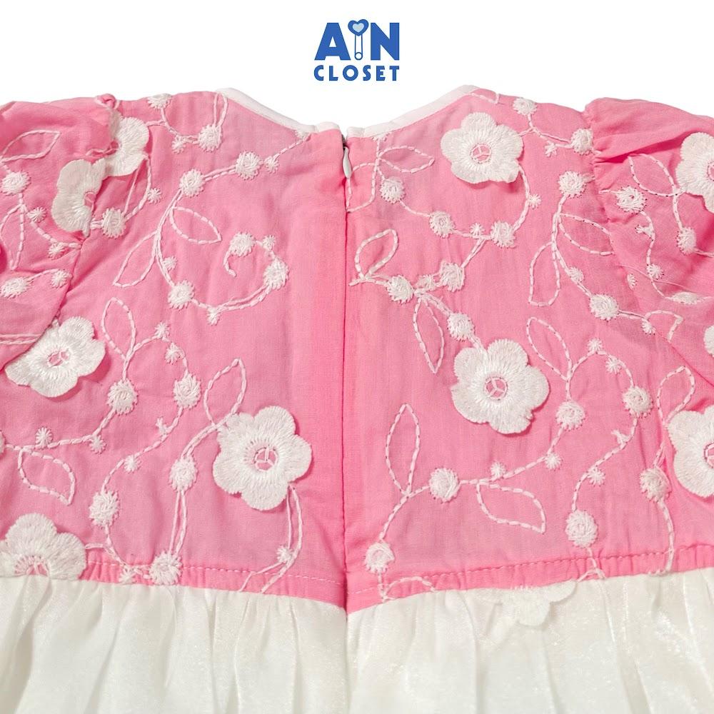Đầm bé gái họa tiết Tuyết Mai Hồng Trắng cotton - AICDBGZ0EBLS - AIN Closet