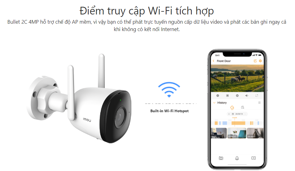 Camera IP Wifi ngoài trời Imou IPC-G42P 4MPX hàng chính hãng DSS Việt Nam