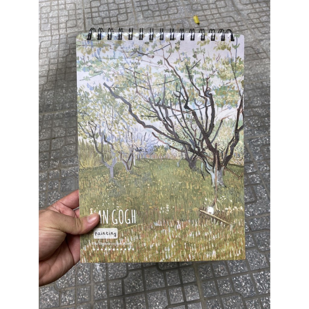 Sổ tay vẽ phác thảo chân dung màu chì bìa BST tranh VanGogh khổ A4 100gsm dễ thương cao cấp