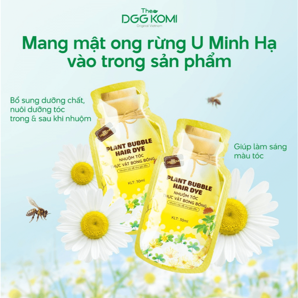 [Hộp 10 gói x 30ml] Nhuộm tóc bong bóng mật ong DGGKOMI nhuộm màu thời trang lên màu chuẩn salon