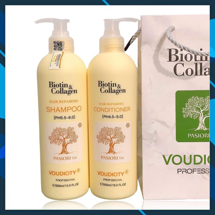 Bộ Dầu Gội Xả Voudioty Hair Repair Biotin &Amp; Collagen Vàng 2022 Ngăn Gãy Rụng Mềm Mượt 500Ml2 Bộ Nhỏ