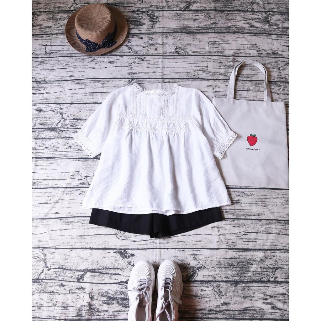 ÁO VOAN CÔ PHỐI REN TAY NHÚN