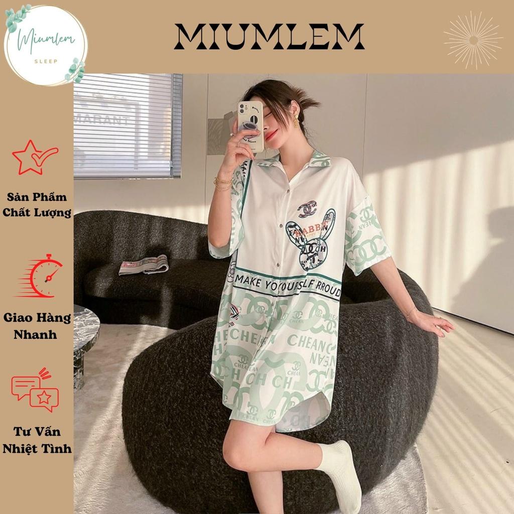 Pijama Lụa Tay Dài Quần Dài Họa Tiết Sang Trọng Mặc Nhà Siêu Mát QC22270