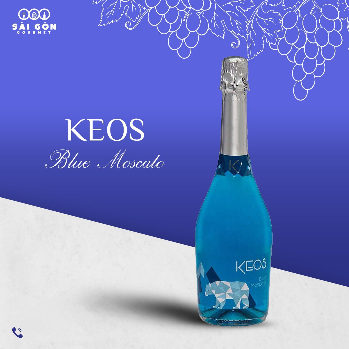 Rượu Vang Sparkling Keos Blue Moscato