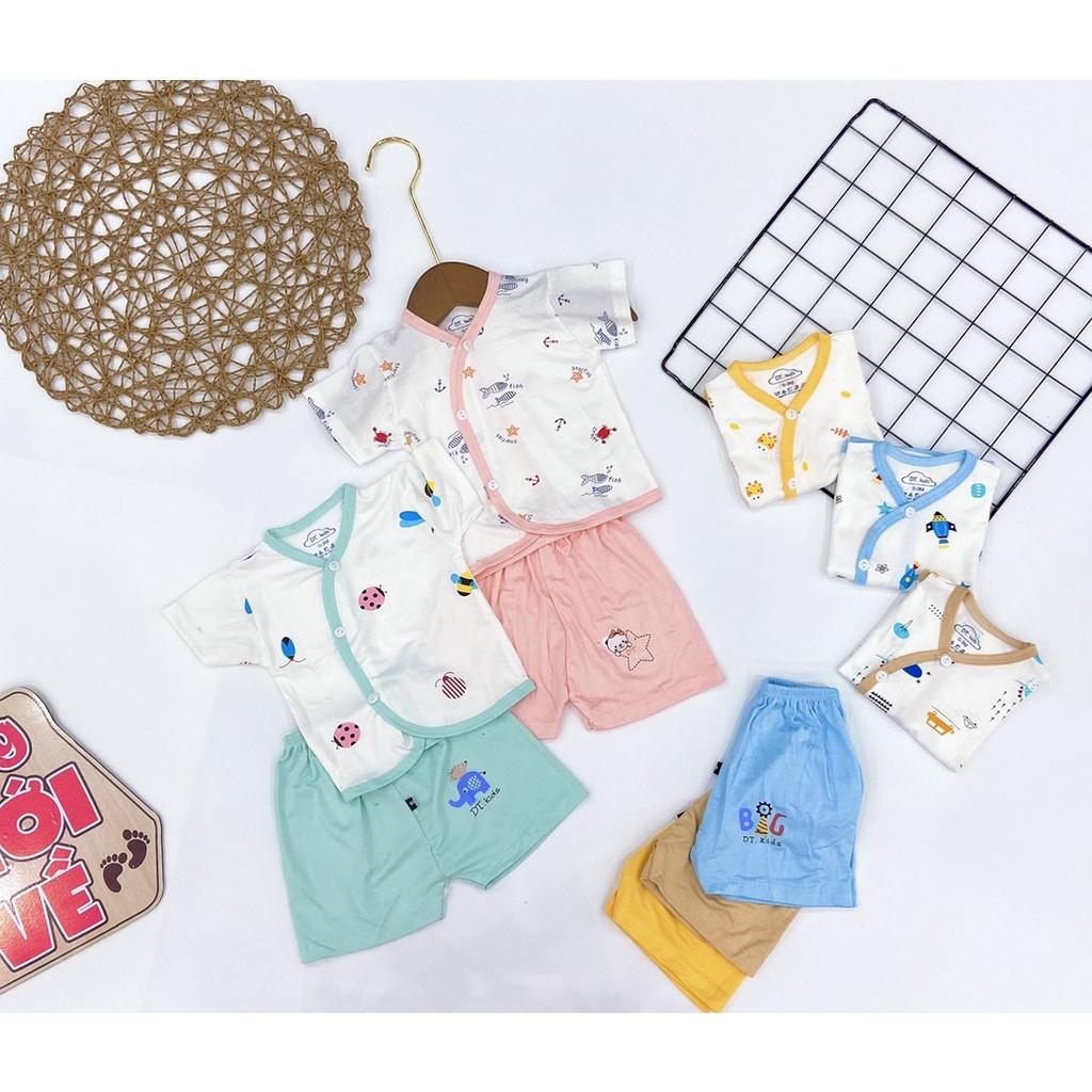 Bộ quần áo cộc tay thun lạnh VẠT CHÉO Minky cho bé sơ sinh từ 0-18 tháng
