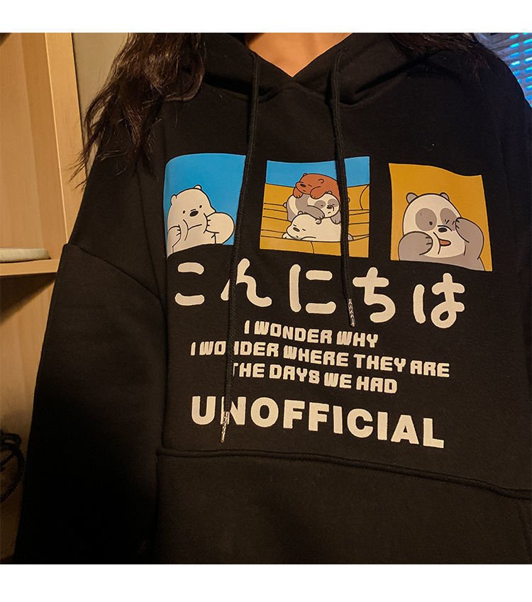 Áo Hoodies nỉ ngoại UNOFFICIAL Gấu dễ thương C069