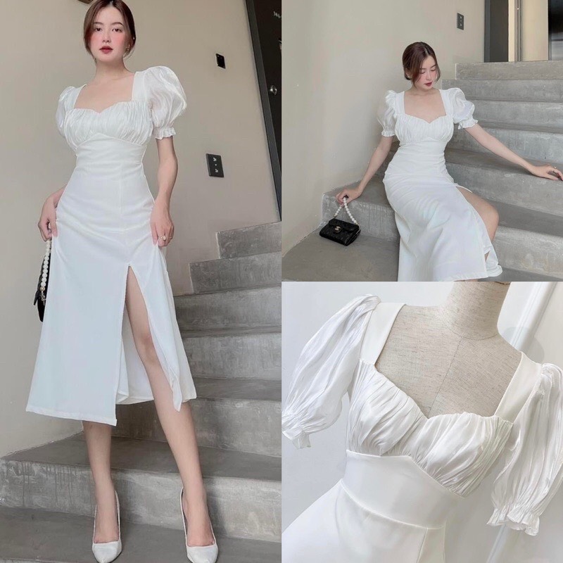 Đầm trắng xẻ tà