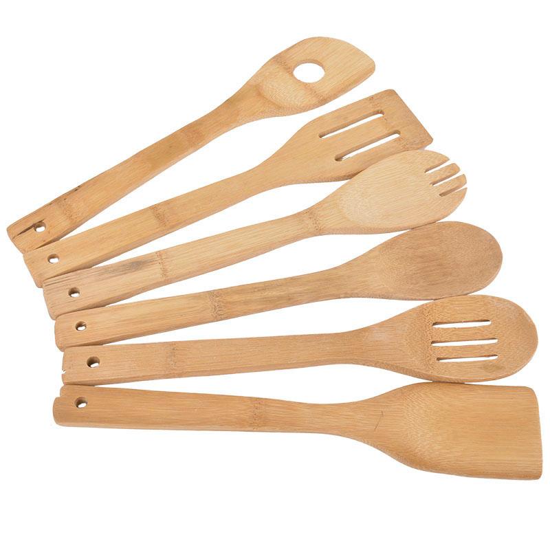 6 Cái/lốc Phụ Kiện Nhà Bếp Di Động Cookwear Tre Gỗ Dụng Cụ Nấu Ăn Nhà Bếp Muỗng Thìa Đũa Trộn Gỗ Dụng Cụ #15