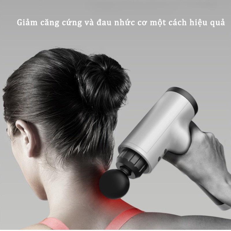 Máy Massage 6 Chế Độ Fascial Cầm Tay - Súng Massage Toàn Thân 4 Đầu Giúp Giảm Đau Nhức