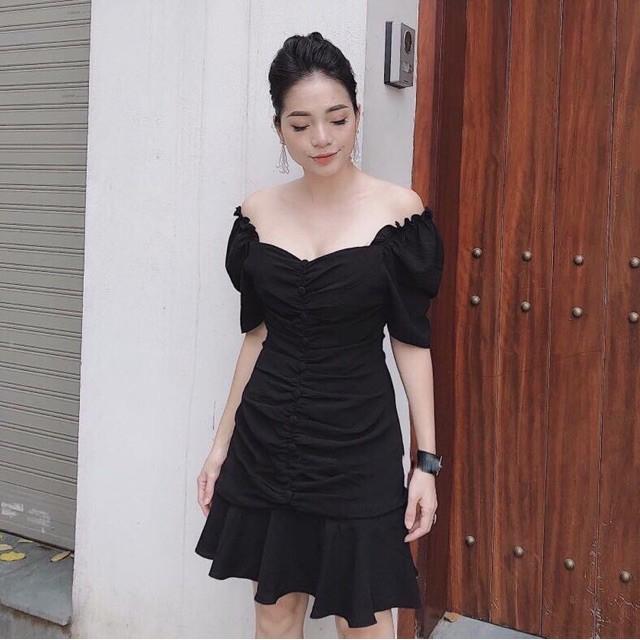 Đầm Suông Ngắn Nhiều Màu Có Nút