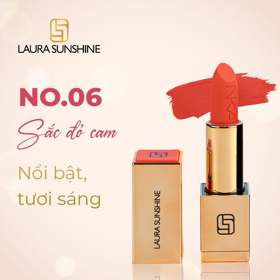 No.6 - Màu đỏ cam - Son lì siêu mịn cao cấp Hàn Quốc - Golden Velvet Lipstick - Laura Sunshine - Nhật Kim Anh