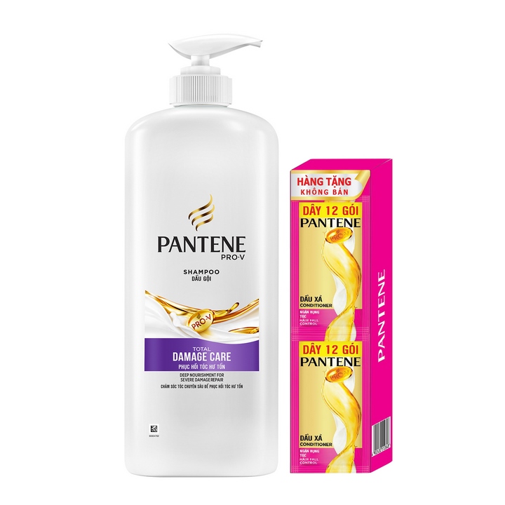 Dầu Gội Pantene Phục Hồi Hư Tổn (1200ML) - Tặng Combo 12 Dầu Xả Pantene Ngăn Rụng Tóc