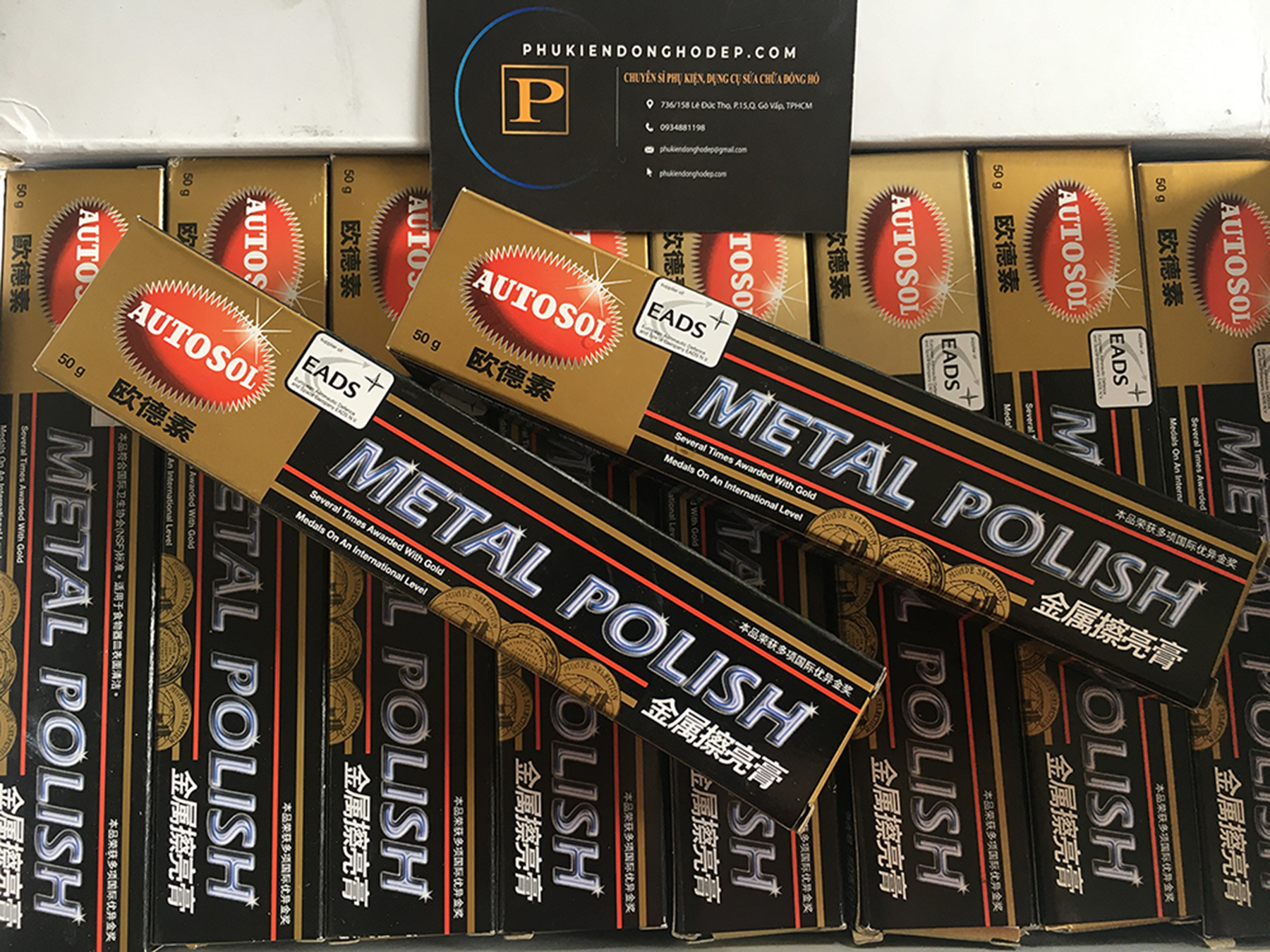 Autosol Metal Polish 50g Kem đánh bóng làm mới kim loại, dây đồng hồ, inox, nhôm