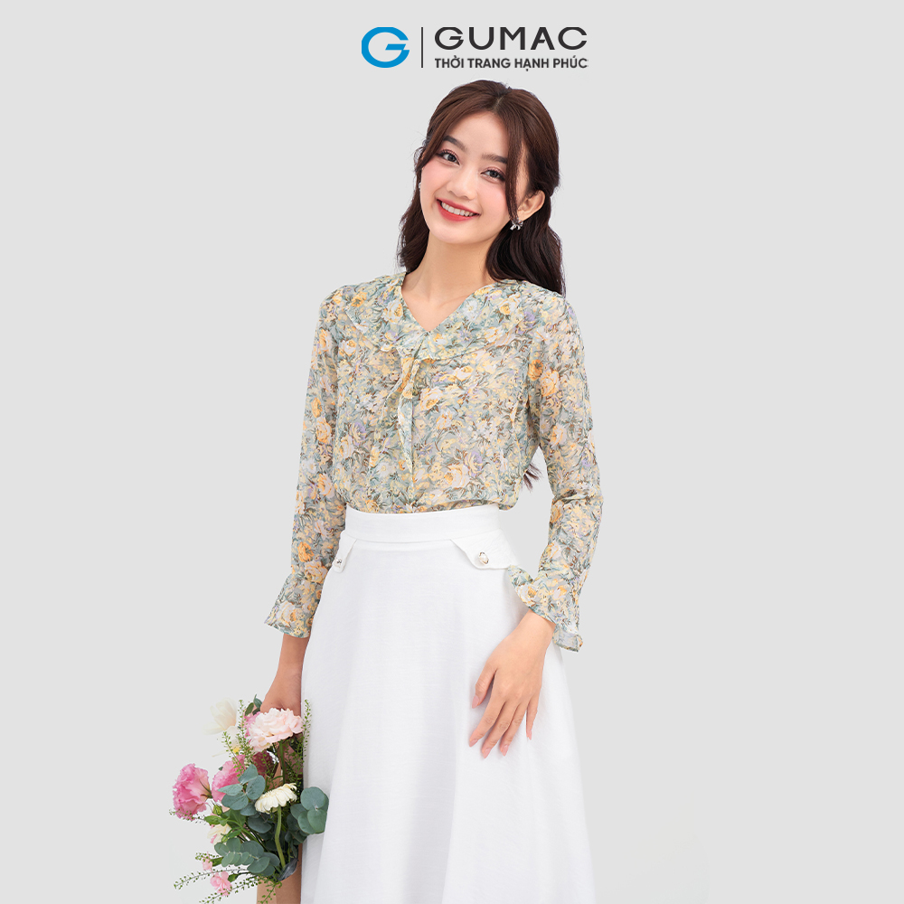 Áo kiểu GUMAC LA1203 tay bèo thanh lịch