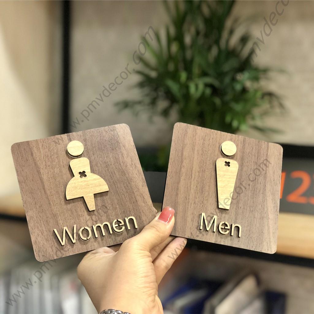 BẢNG WC, KT: 120*120mm Gỗ MDF phủ melamine 2 màu tương phản