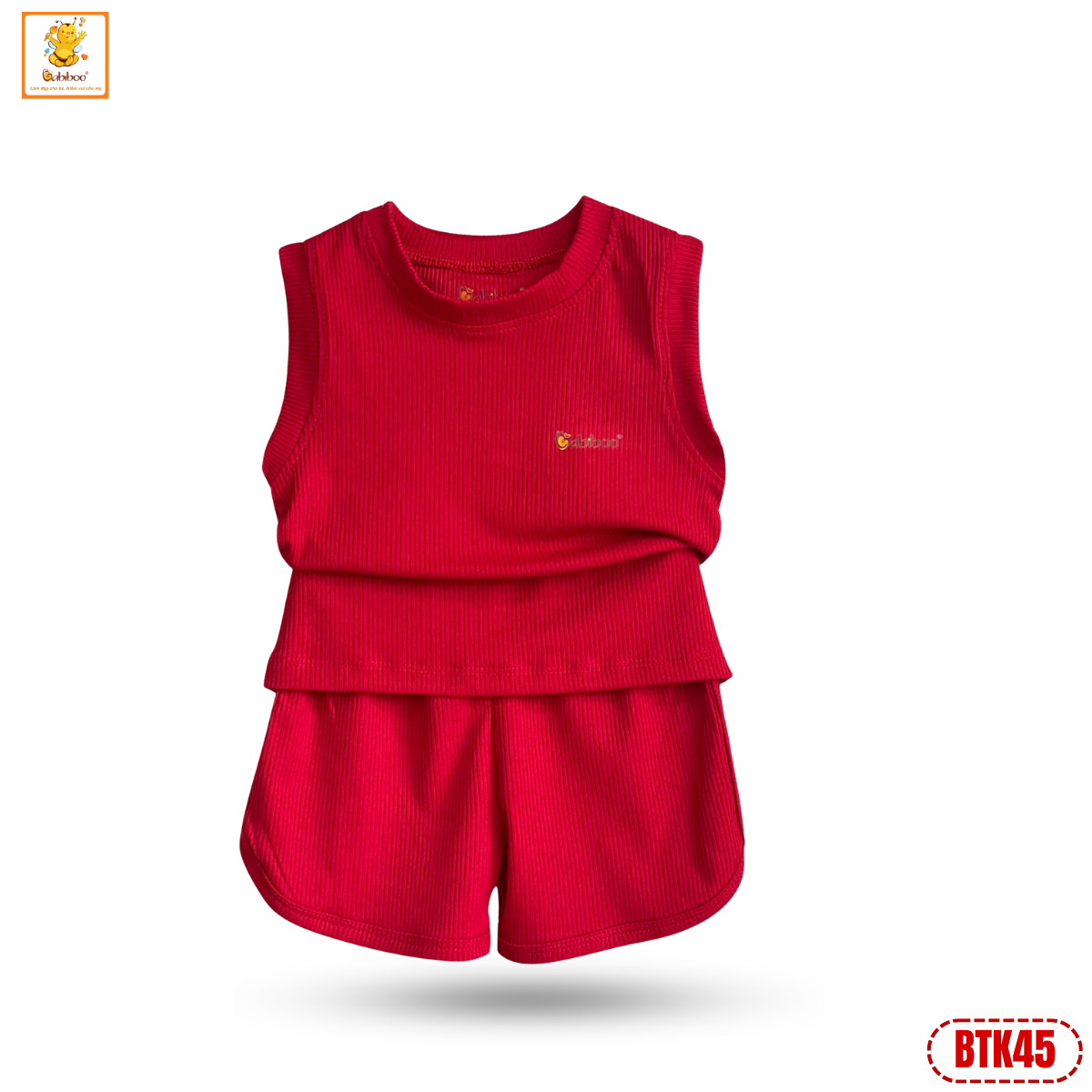 Đồ bộ bé trai Babiboo bộ sát nách viscose gân tăm co dãn, mịn mát BTK45