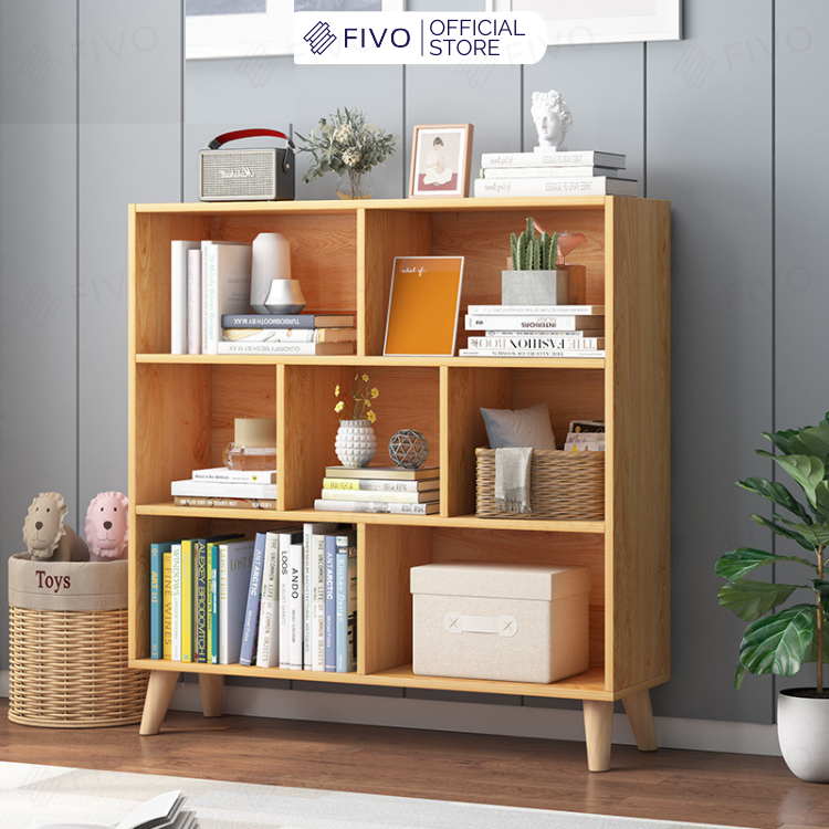 Kệ Sách Gỗ Cao Cấp Đa Tầng FIVO Mã FB60 - Chất Liệu Gỗ MDF Phủ Melamine Chống Thấm Bề Mặt Cực Tốt Hàng Cao Cấp, Có Kèm Tấm Lưng