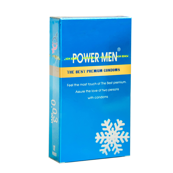 Bao cao su Powermen 0.03 Kéo dài và Mát Lạnh Hộp 12 BCS