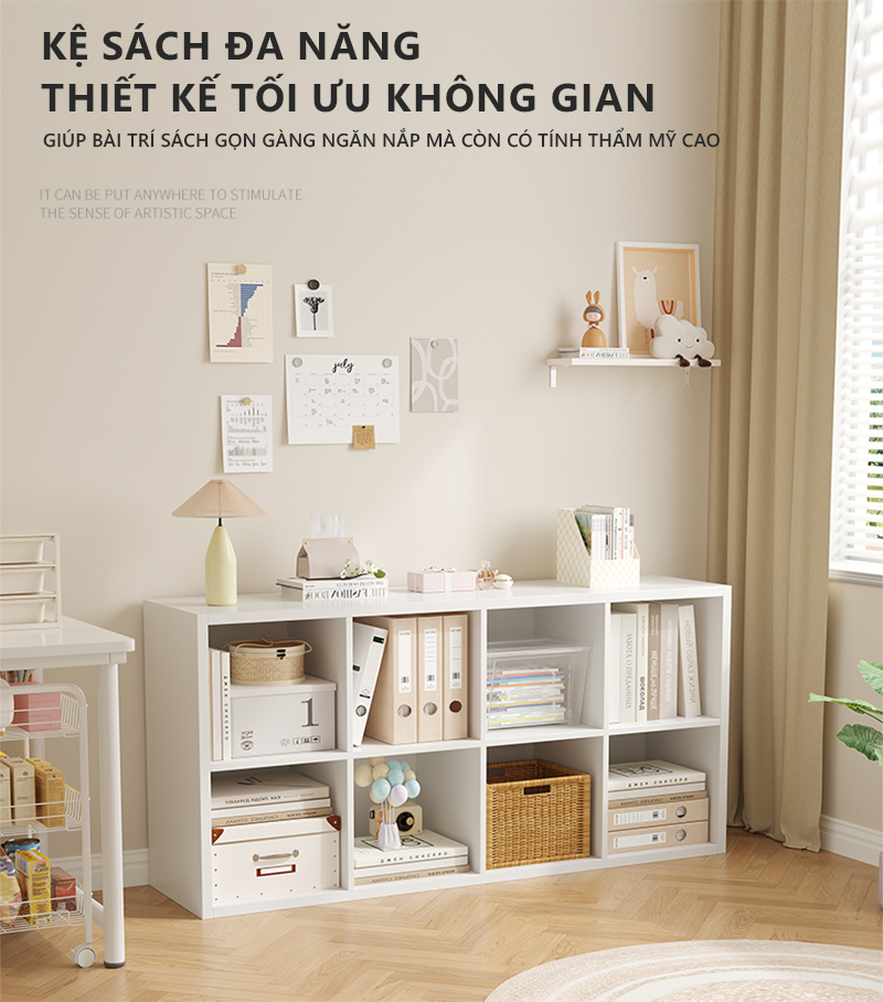 Kệ sách 8 hộc đựng đồ lớn gỗ mdf dày 25mm cao cấp decor phong cách minimalism thương hiệu IGA - GA33