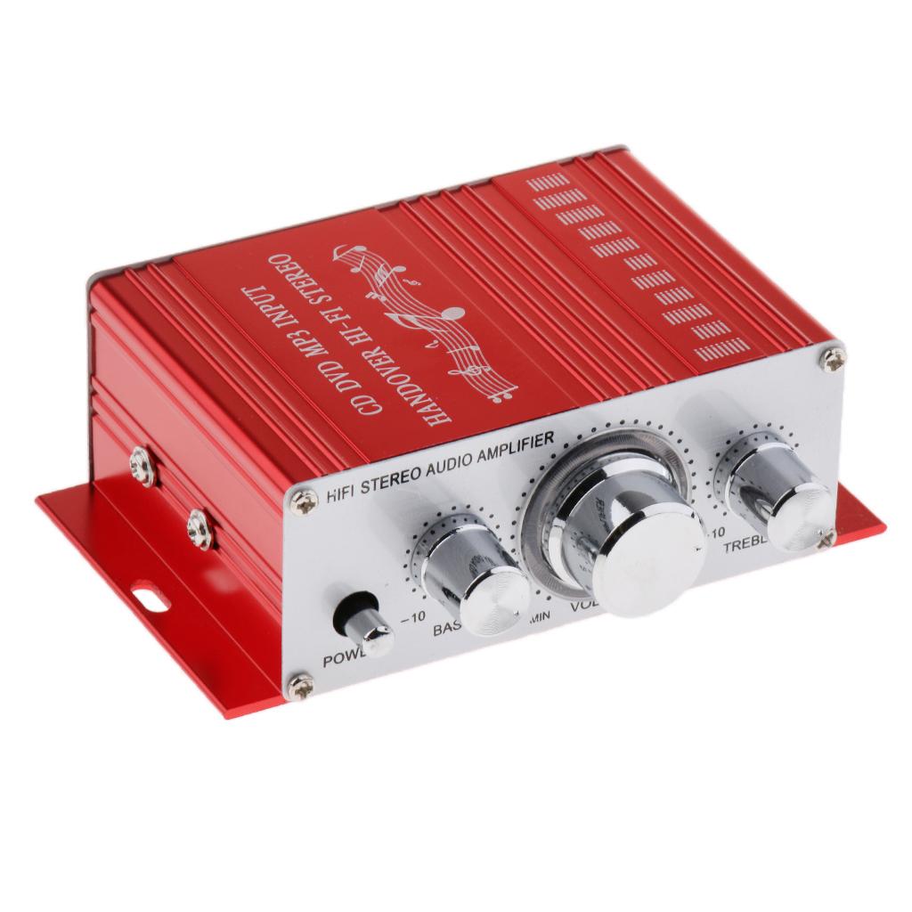 Ampli âm Thanh Nổi Mini Hi-Fi Ampli MP3 20W 12 V Cho Hệ Thống Gia đình ô Tô-Đỏ