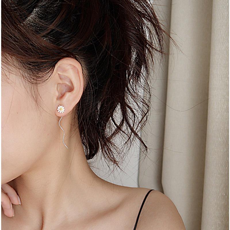 Hoa tai bạc hình hoa cúc thả dài ANTA Jewelry ATJ9028