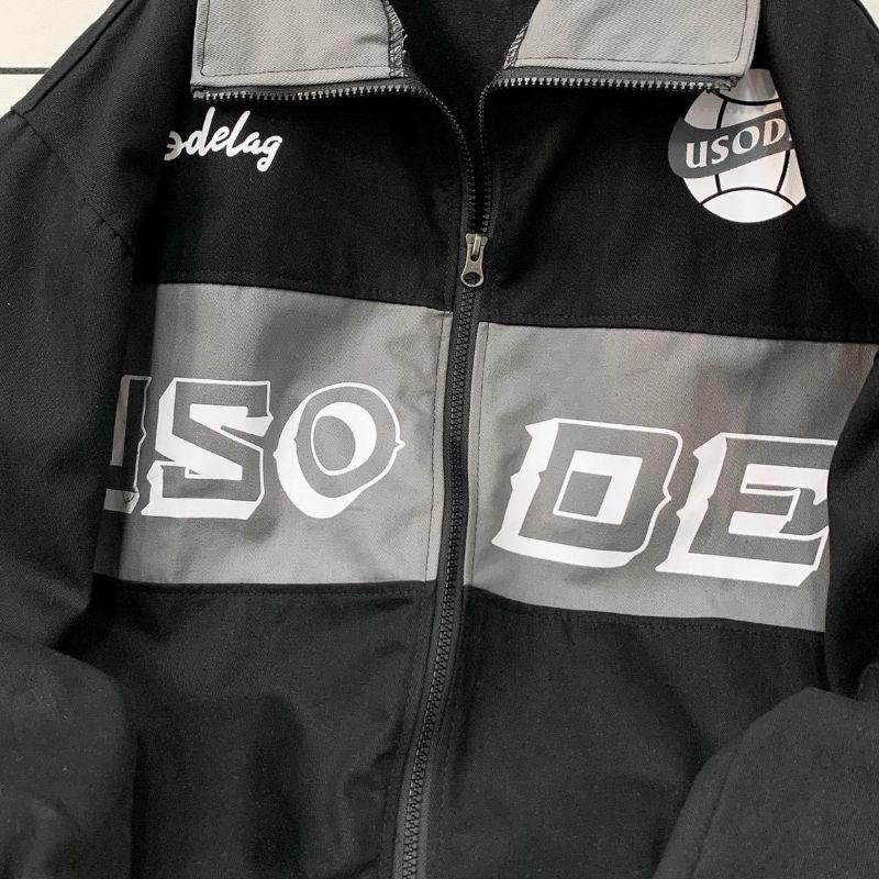 Áo khoác kaki USODEL _ Mẫu Áo kaki jacket túi hộp kéo zip in chữ phối màu unisex nam nữ thời trang mới phong cách hàn