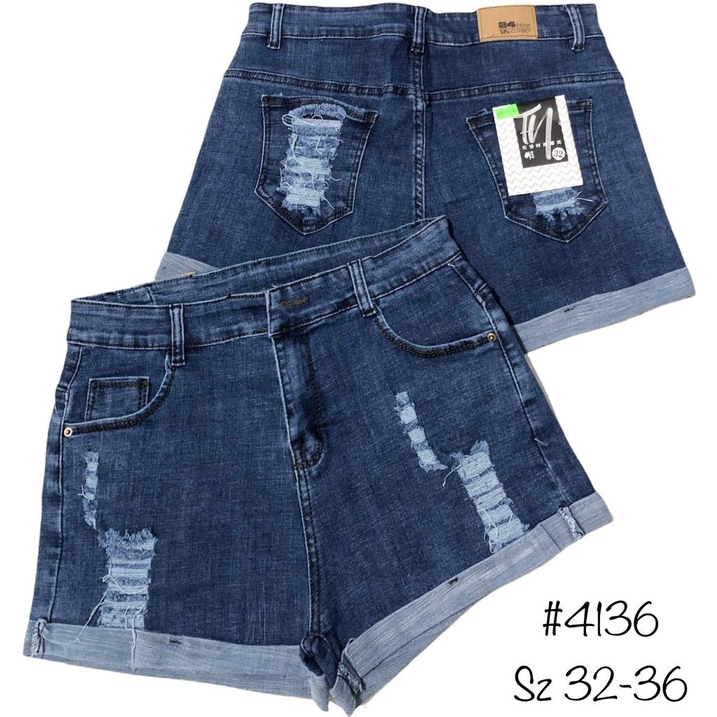 Quần short jean nữ BigSize lưng cao, co dãn mạnh, xăn lai, phom hơi rộng, không bó sát đùi 4134 molijean
