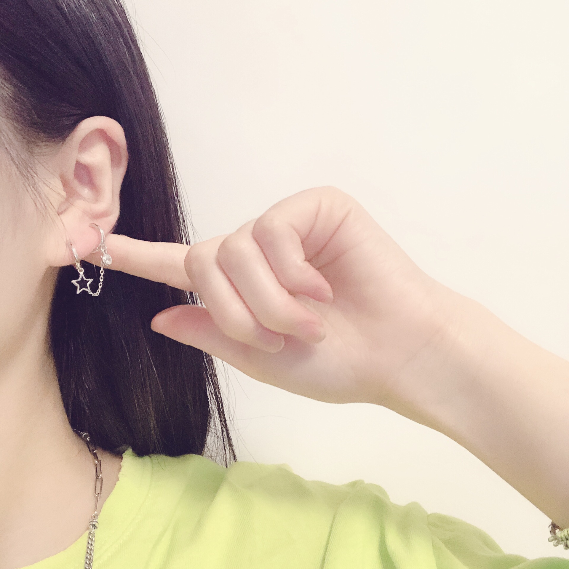 Bông tai nữ ngôi sao năm cánh phối dây xích