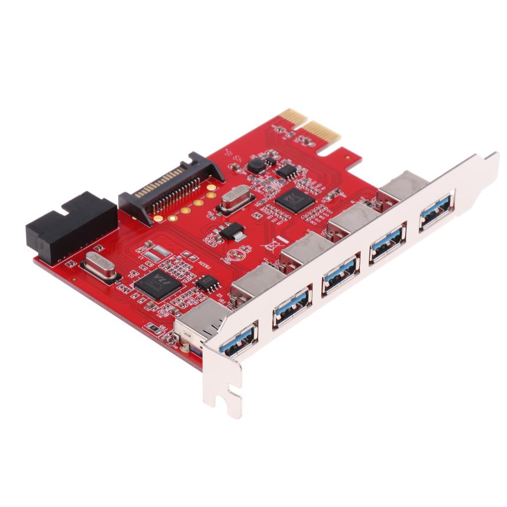 5 Ports PCI-E to USB 3.0 PCI Express Card Adapter USB3.0 Hub for Windows XP